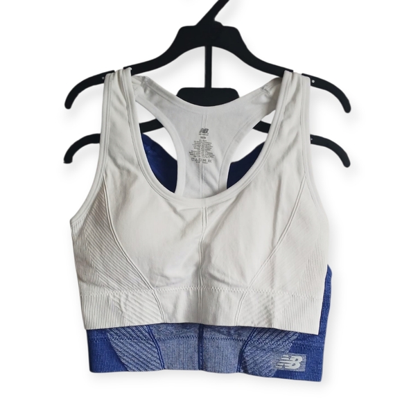 New Balance Other - NWT NEW BALANCE 2 PACK SPORTS BRA BLUE AND WHITE RACERBACK TAGLESS PADDED SIZE M